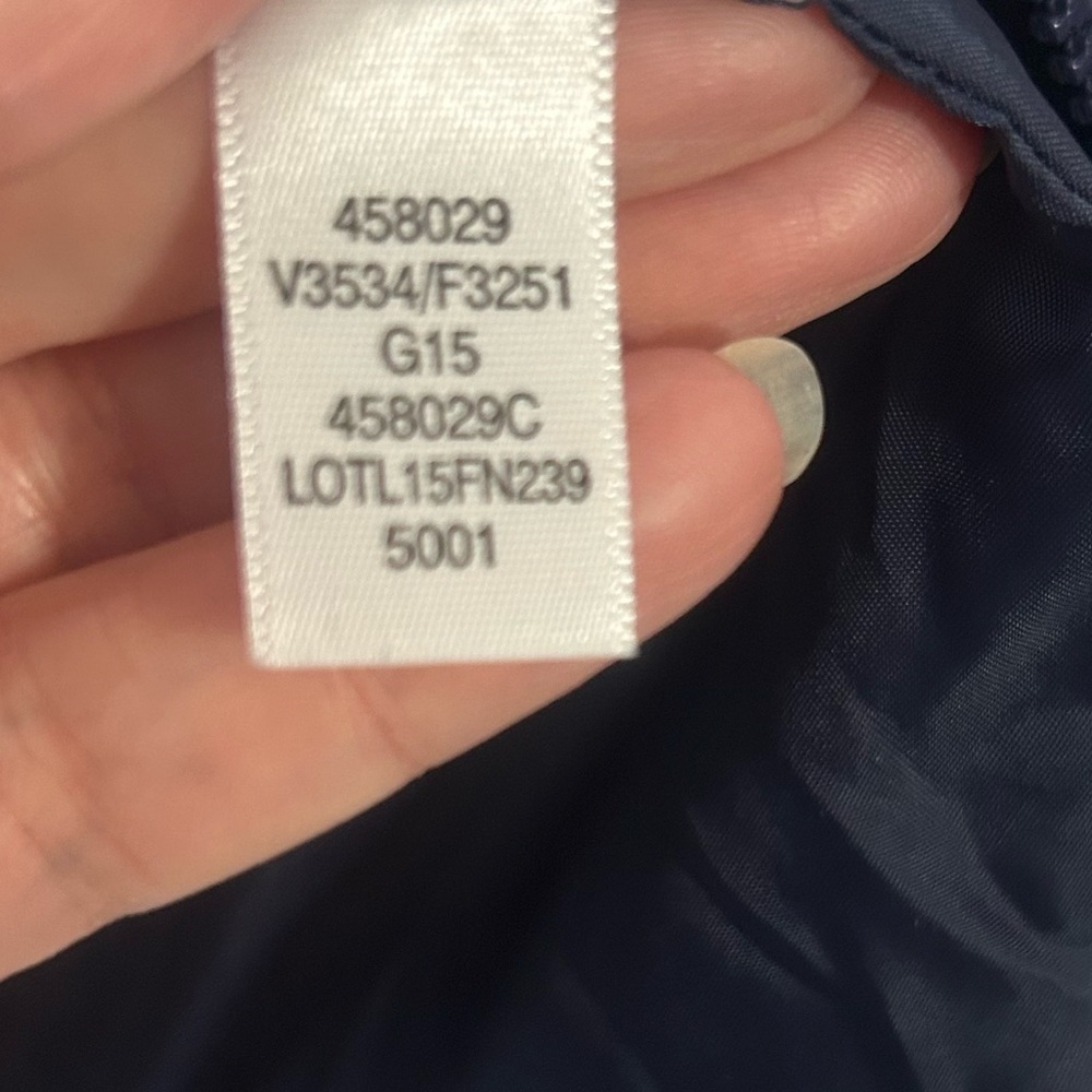 Lands' End womens puffer vest navy orange white geometric size Medium size 10-12 - Picture 9 of 12